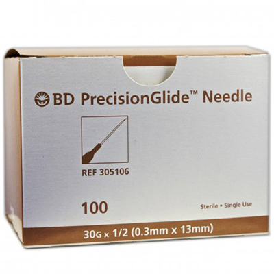 BD™ PrecisionGlide™ Needle 30G x 1/2" Non-Safety (brown)