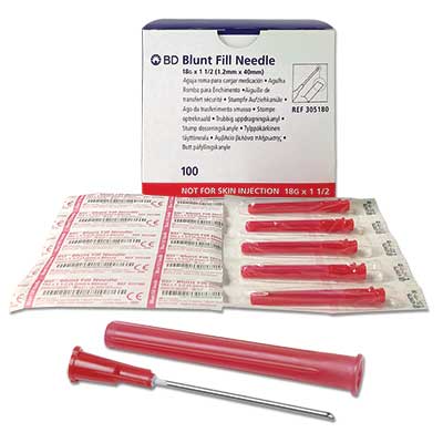 BD Blunt Fill Needle 18G x 1 1/2" (red)