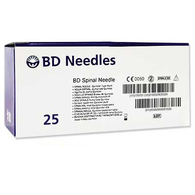 BD Quincke Standard Spinal Needle 22G x 3 1/2" Black Hub
