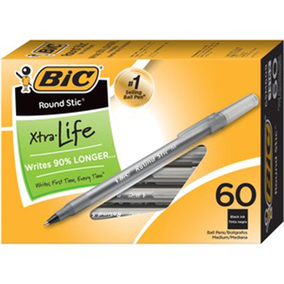 BiC Round Stic Ballpoint Pens - Black