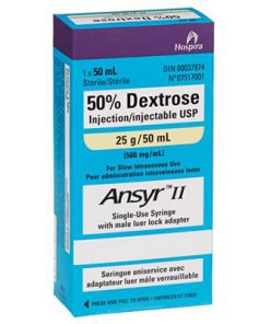 50% Dextrose Injection Sterile 25g/50 ml (500mg/ml) - Single Use Syringe Preloaded