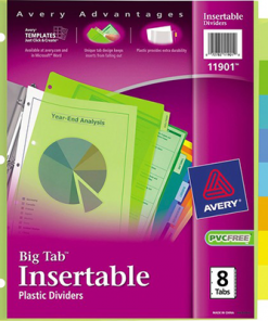 Avery® Big Tab(TM) Insertable Plastic Dividers, 8-Tab Set, Multicolor (11901)