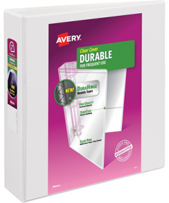 Avery® Durable View Binder, 2" Slant Rings, 500-Sheet Capacity, DuraHinge(R), White