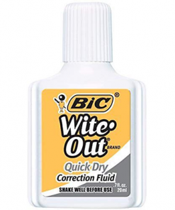 BiC White-Out Quick Dry Correction Fluid, White (Pack of 6)